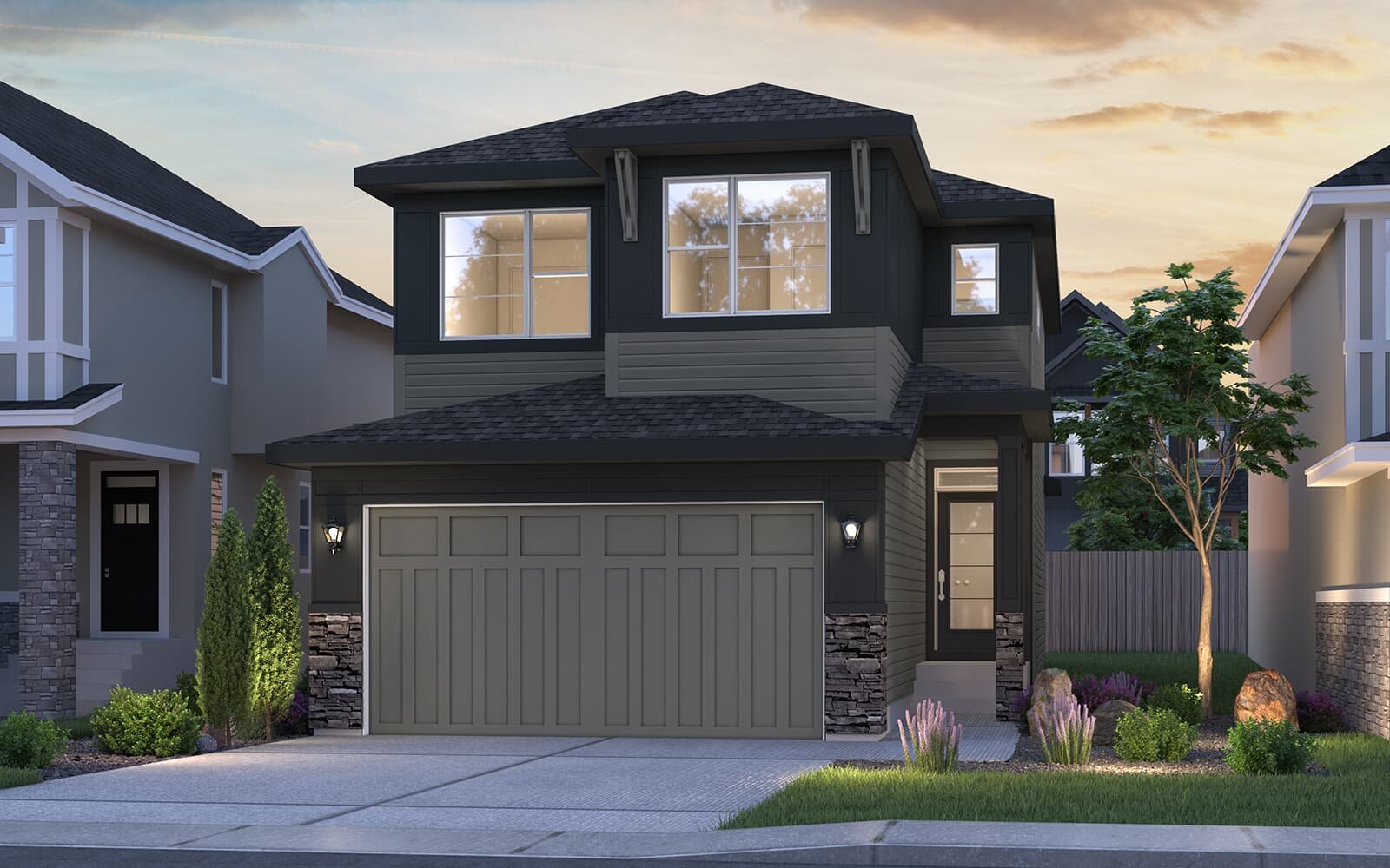 Exterior rendering of the Rundle Prairie B by Brookfield Residential in Calgary.