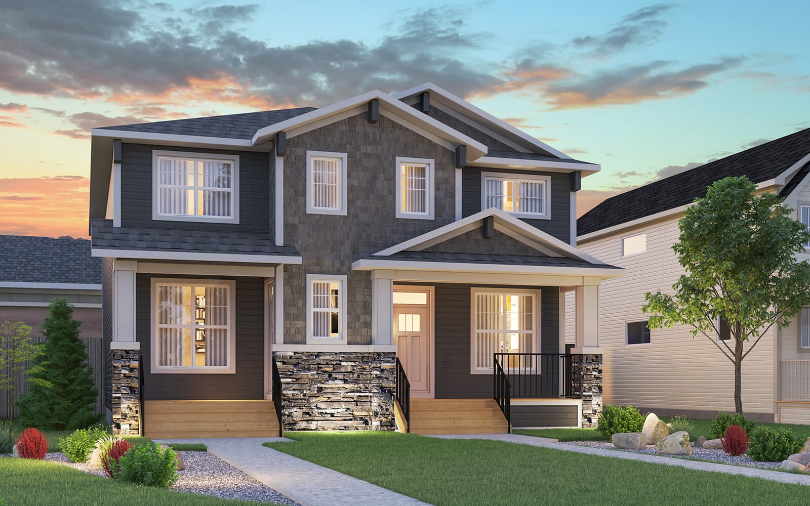 Brookfield Residential Semi D Craftsman 2 Elevation