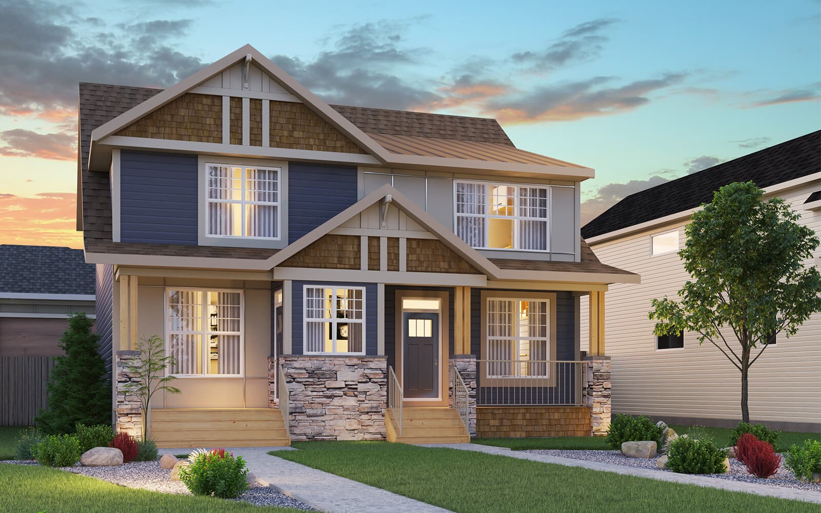 Brookfield Residential Semi D Craftsman Elevation