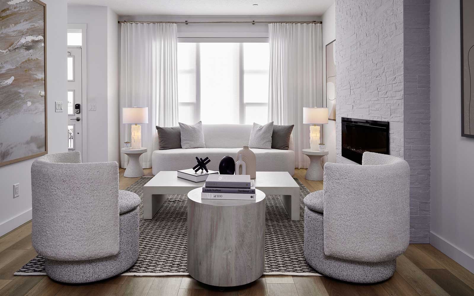 A photo of the great room in the Alder duplex model by Brookfield Residential