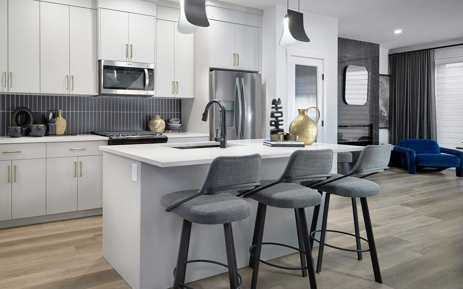 A photo of the kitchen in the Oak show home in Calgary by Brookfield Residential