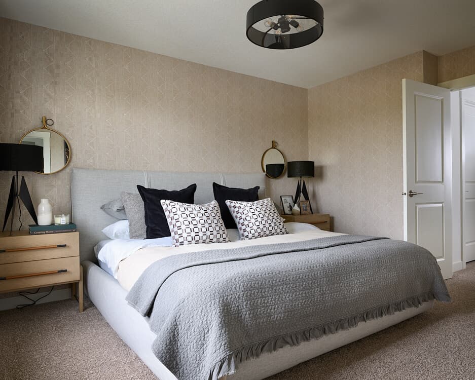 A photo of the primary bedroom of the Oak show home by Brookfield Residential