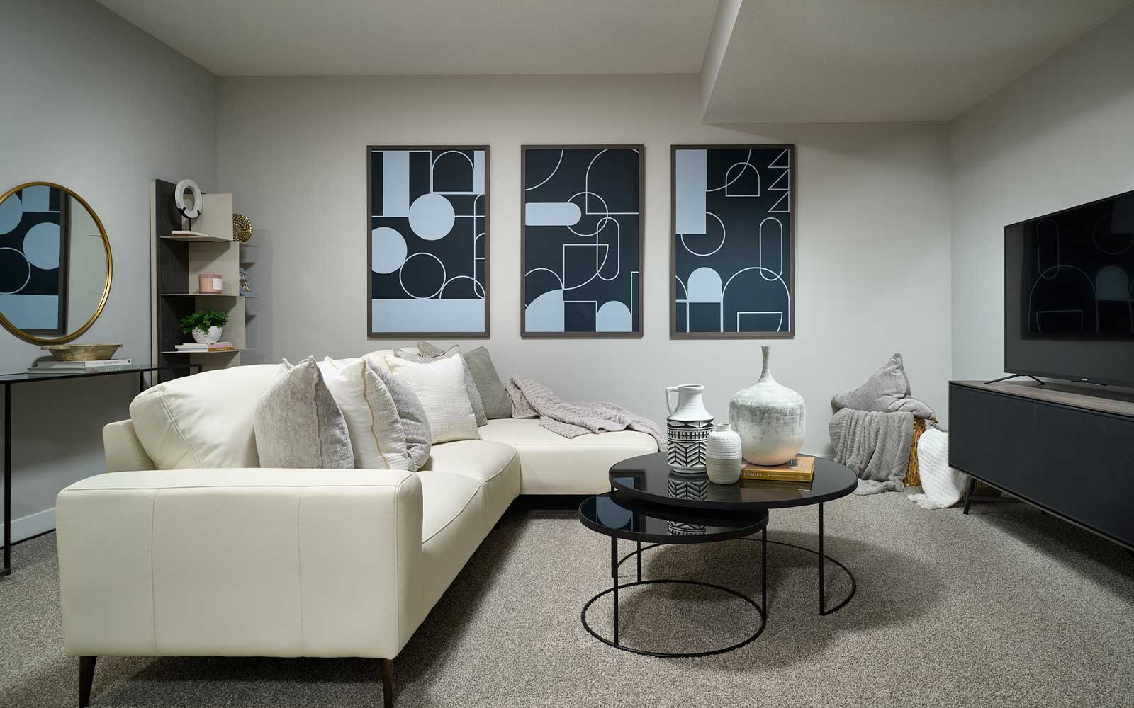 A photo of the basement of the Sequoia show home in Calgary by Brookfield Residential