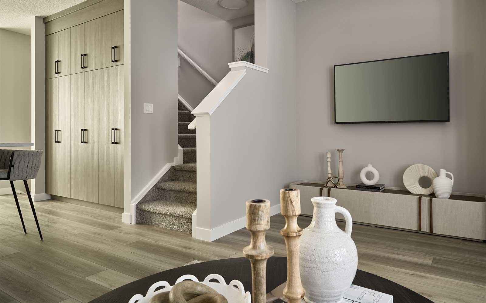 A photo of the foiyer of the Sequoia show home in Calgary by Brookfield Residential