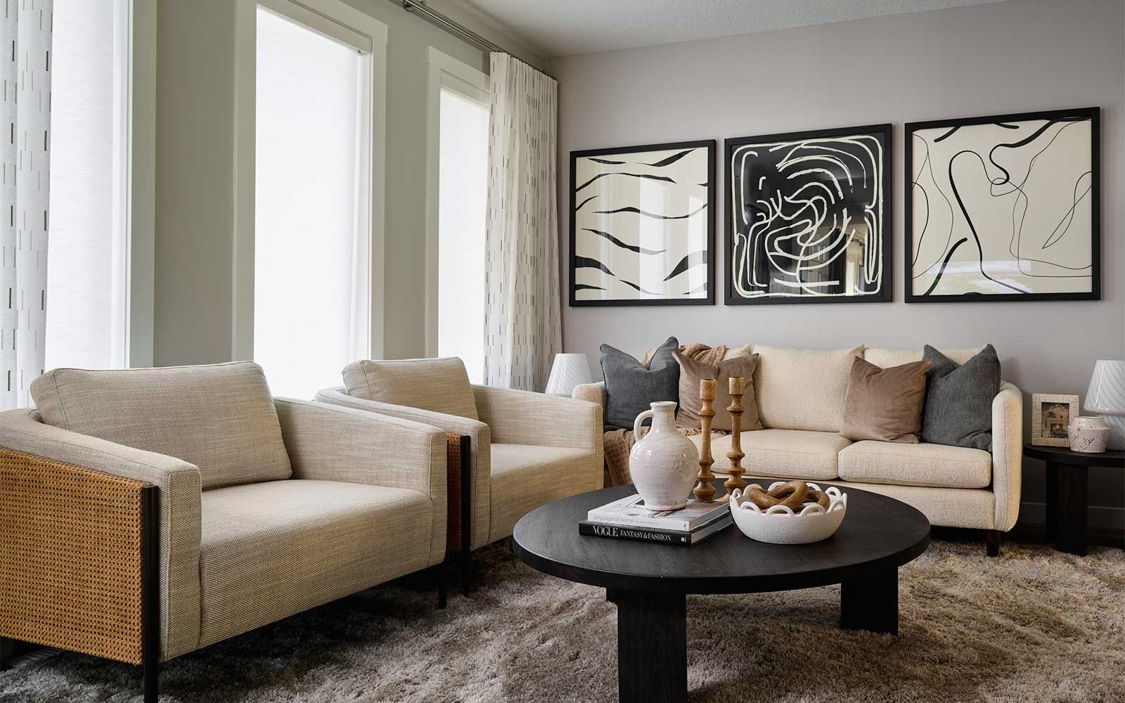 A photo of the great room of the Sequoia show home in Calgary by Brookfield Residential