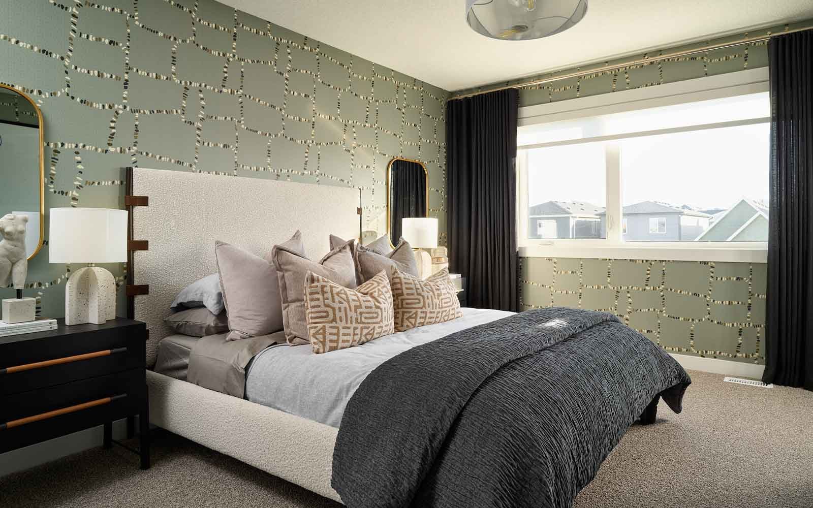 A photo of the bedroom of the Sequoia show home in Calgary by Brookfield Residential