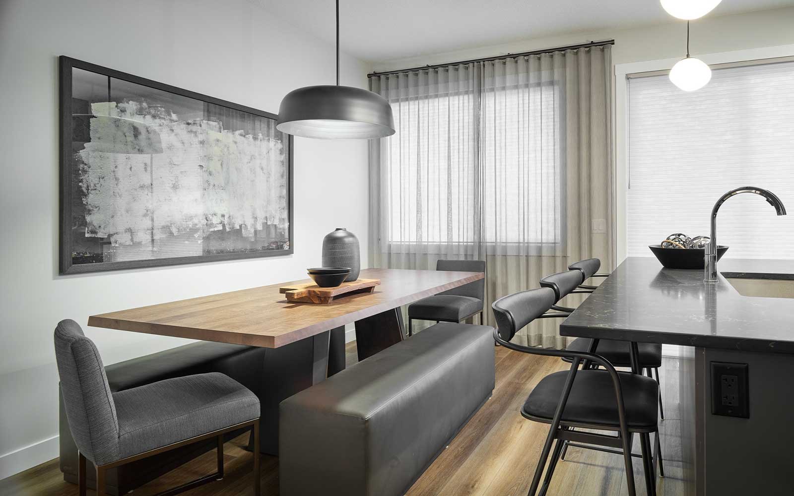 A photo of the dining area of the Wicklow show home in Calgary by Brookfield Residential