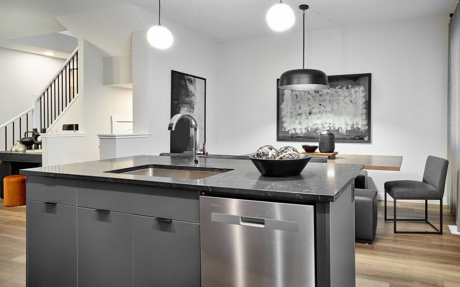 A photo of the kitchen of the Wicklow show home in Calgary by Brookfield Residential