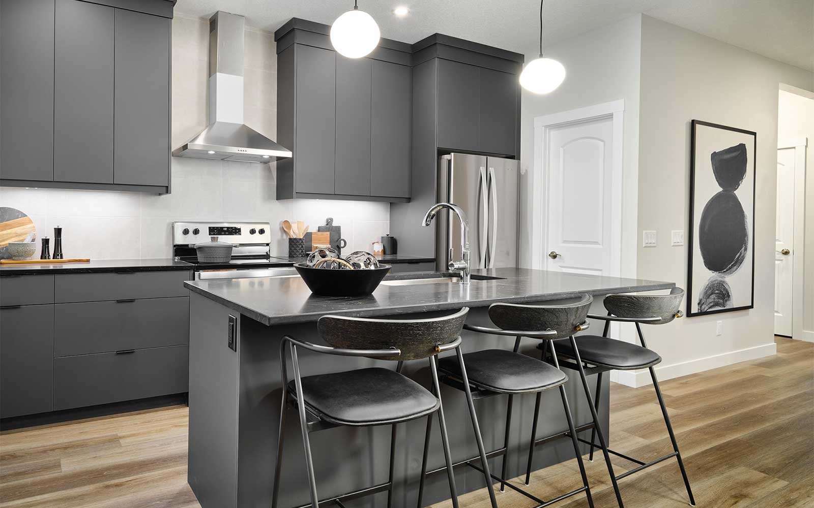 A photo of the kitchen of the Wicklow show home in Calgary by Brookfield Residential