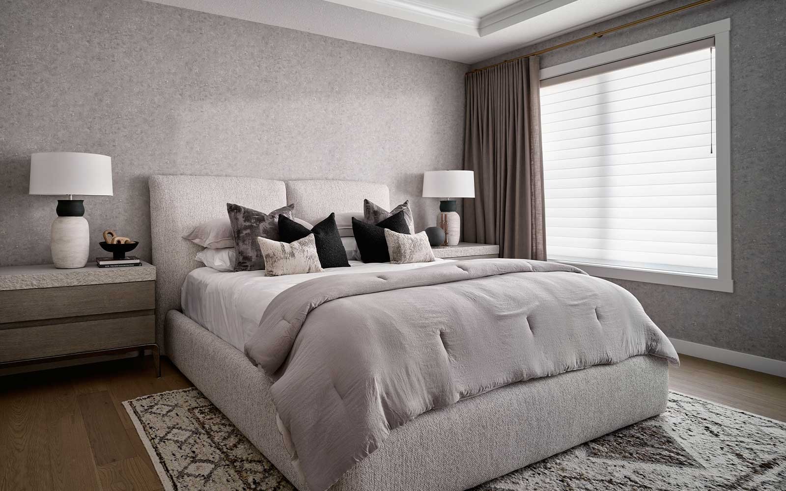 A photo of the primary bedroom of the Lucca estate show home in Calgary by Brookfield Residential