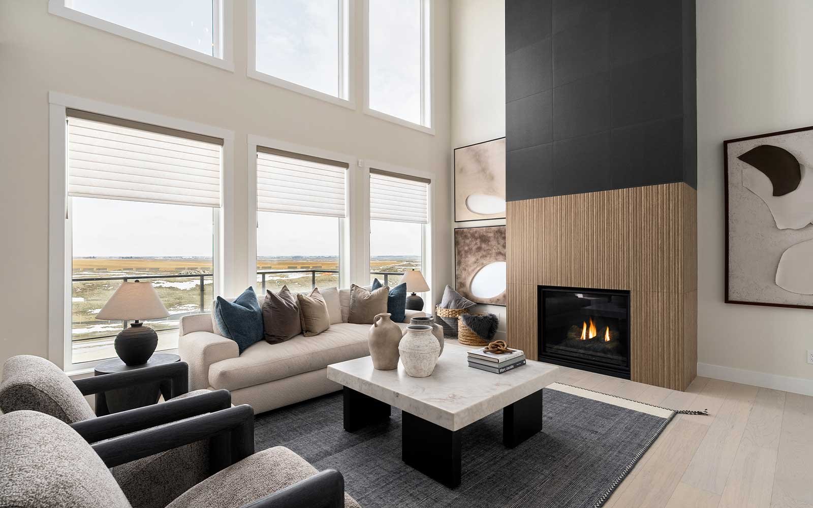 A photo of the great room of the Palermo show home in Calgary by Brookfield Residential