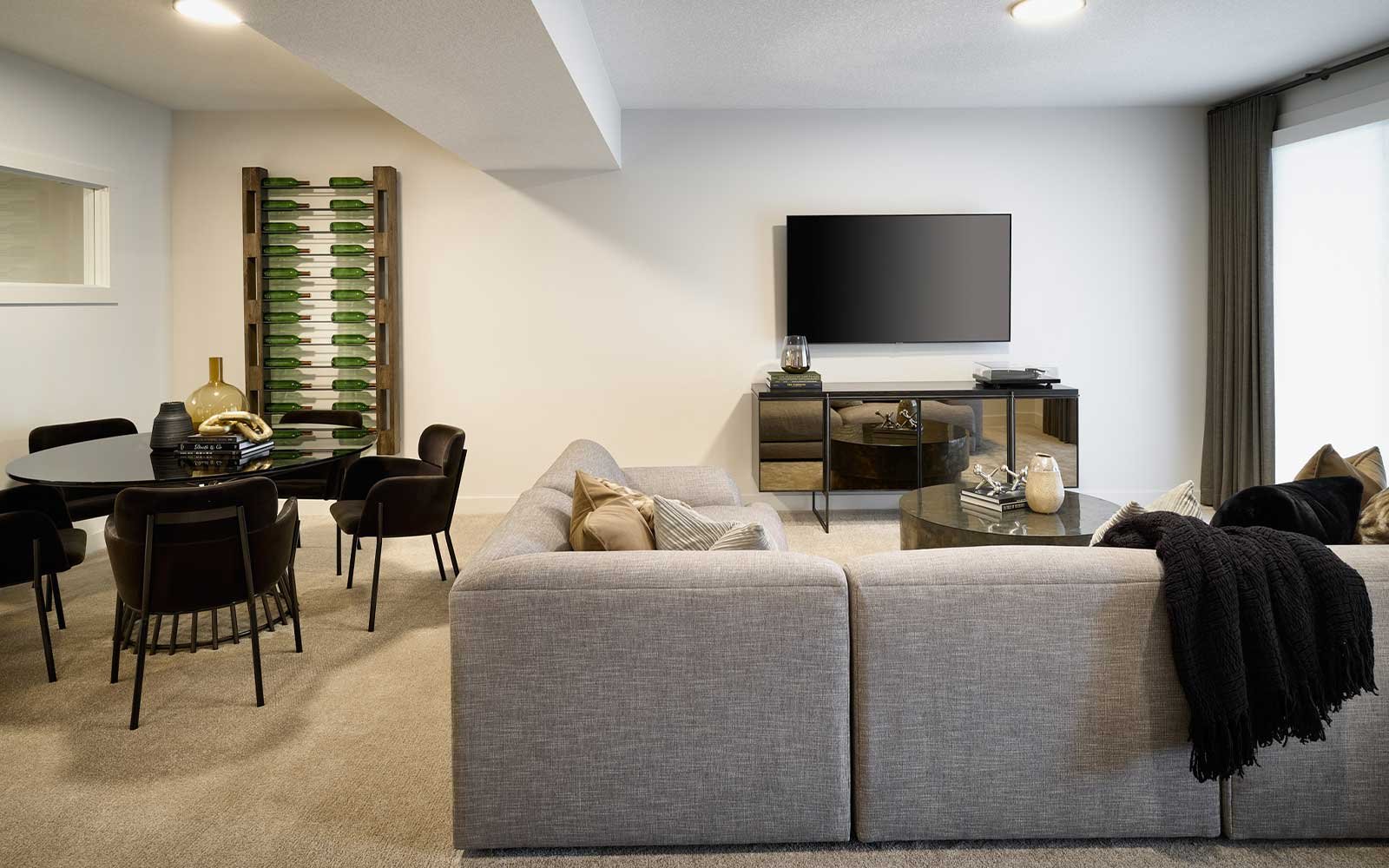 A photo of the basement of the Columbia 26 show home in Calgary by Brookfield Residential