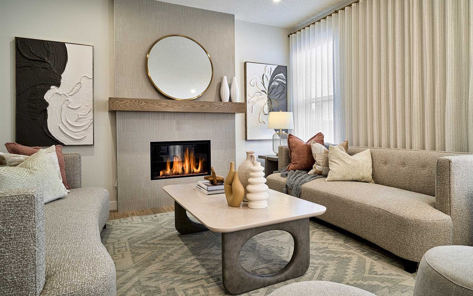 A photo the great room of the Purcell 2 - 26 model in Chinook Gate by Brookfield Residential