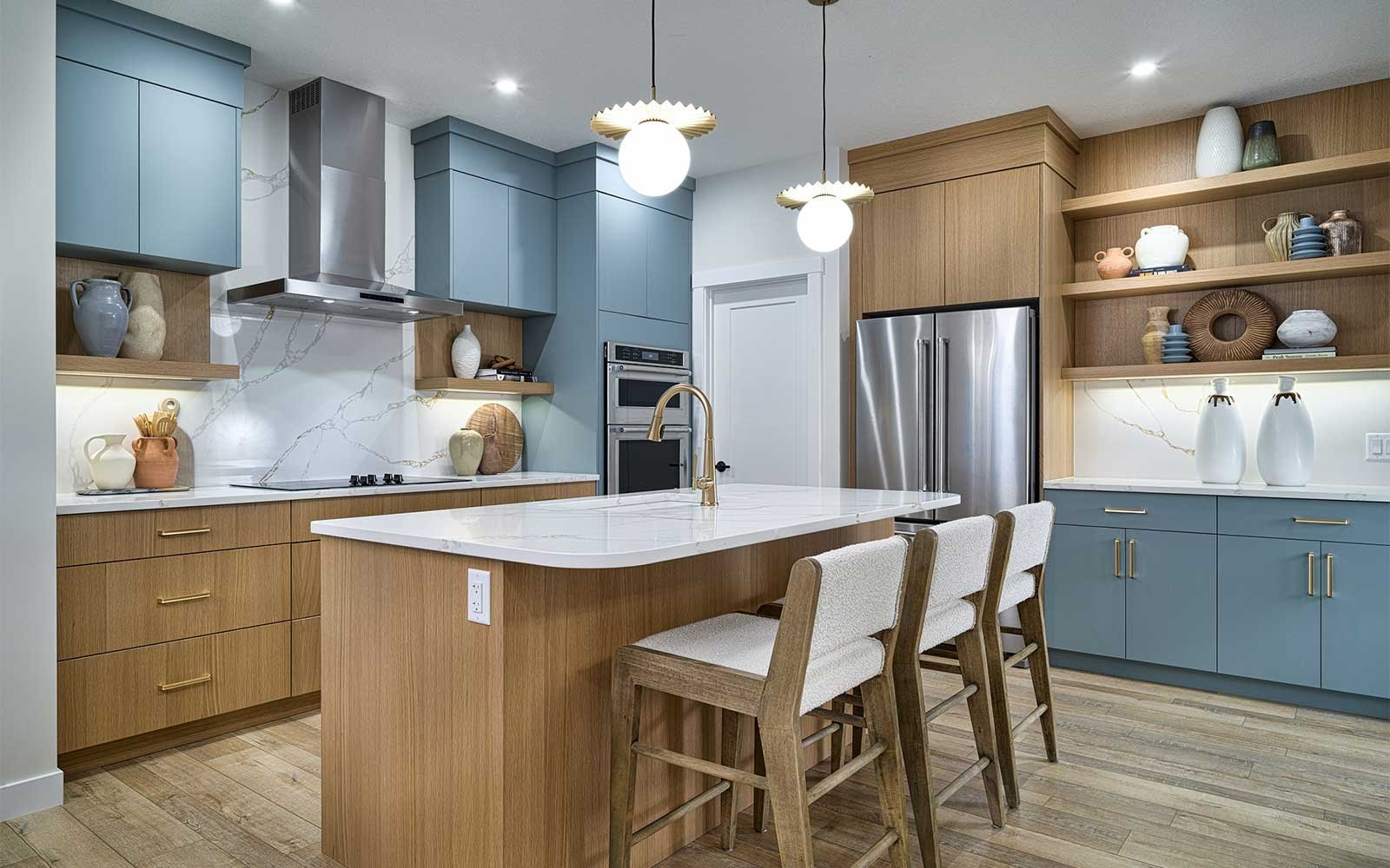 A photo the kitchen of the Purcell 2 - 26 model in Chinook Gate by Brookfield Residential