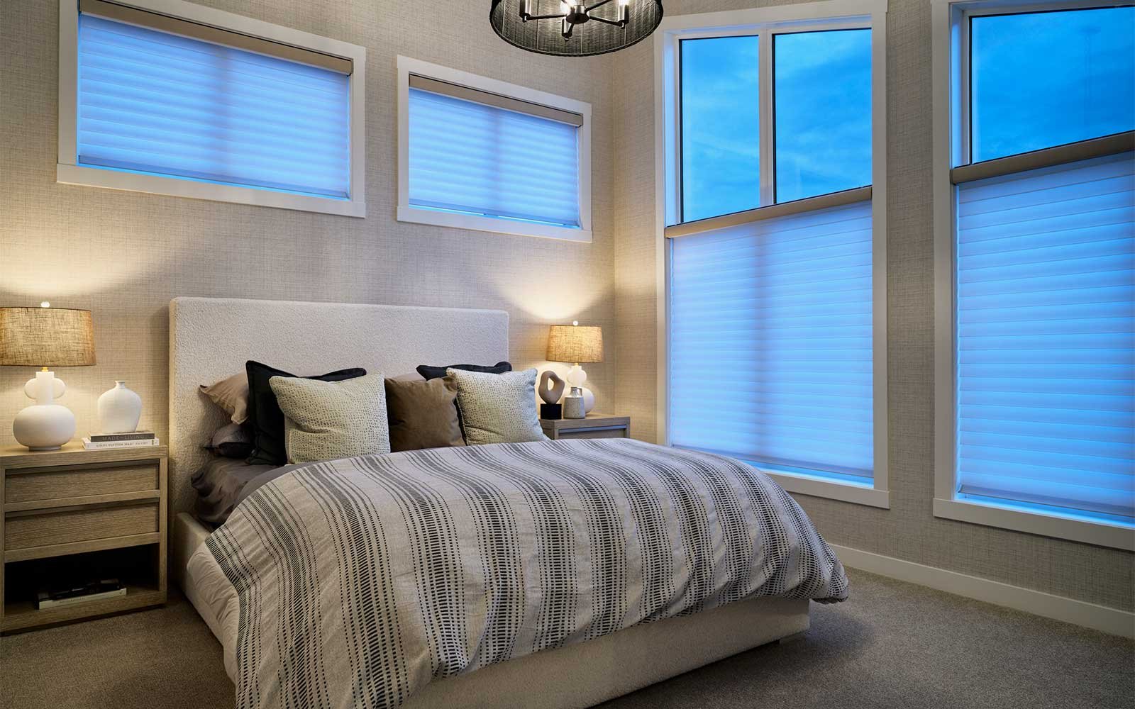 A photo of the primary bedroom in the Purcell 26 show home in Calgary by Brookfield Residential