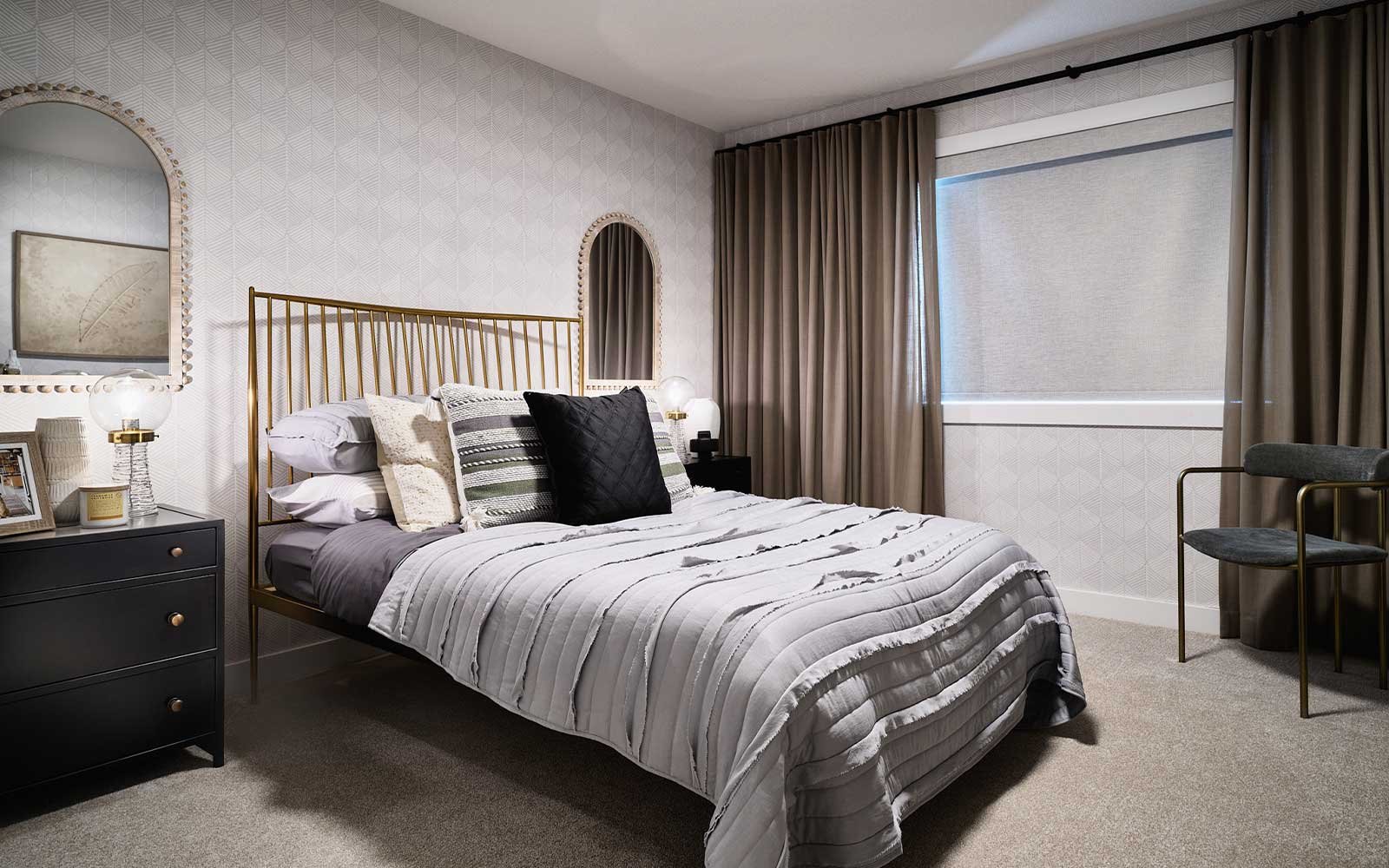 A photo of the secondary bedroom in the Purcell 26 show home in Calgary by Brookfield Residential