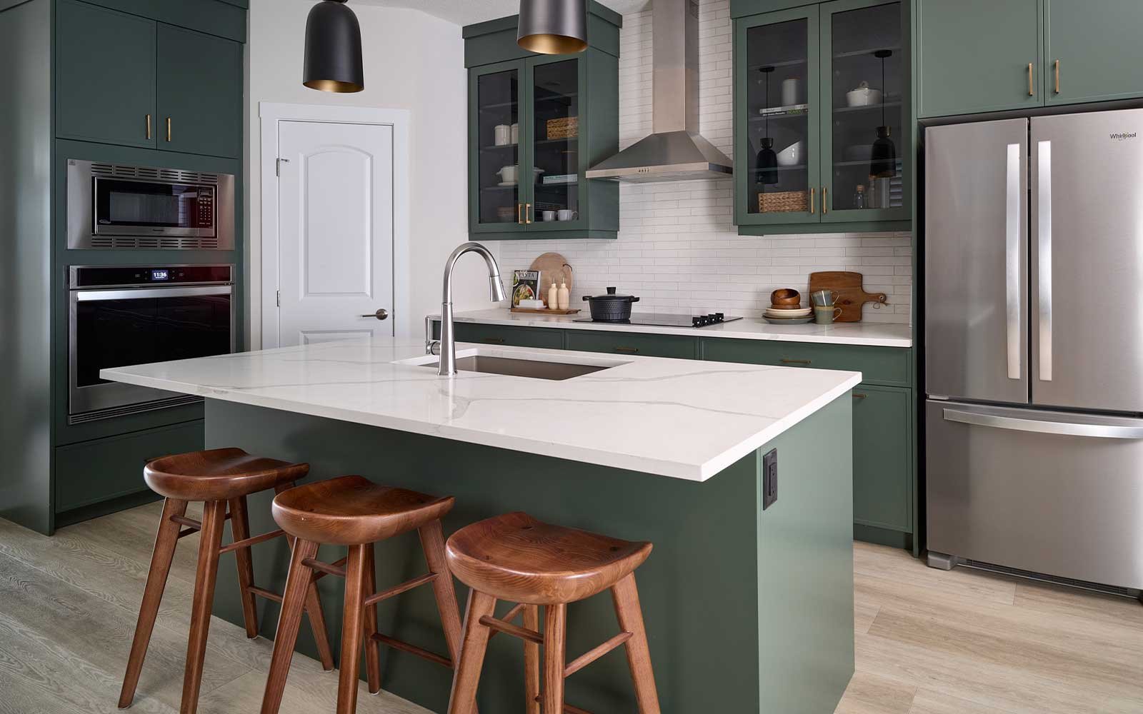 A photo of the kitchen of the Carlisle 2 show home in Calgary by Brookfield Residential