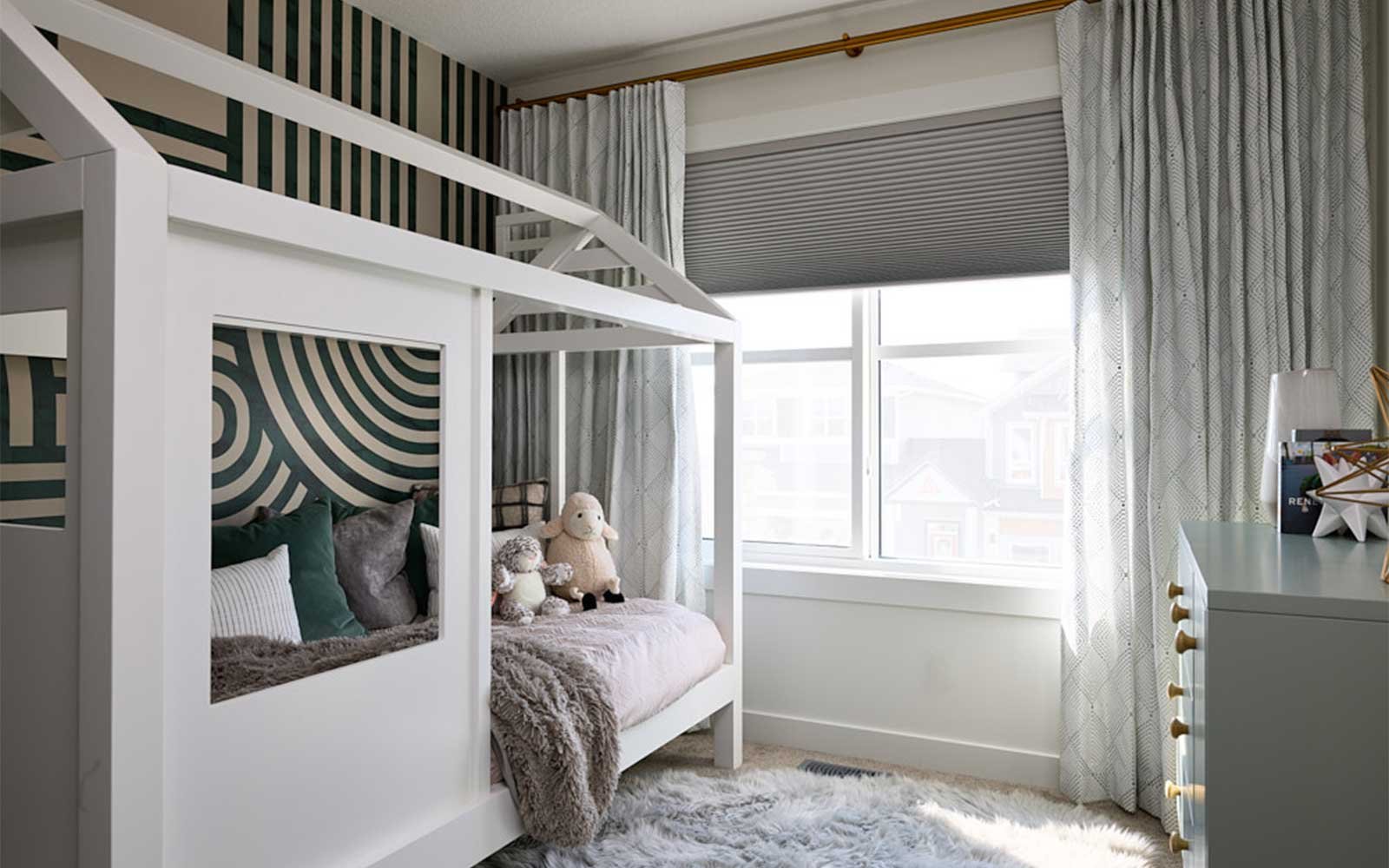 A photo of the bedroom of the Oxford show home by Brookfield Residential