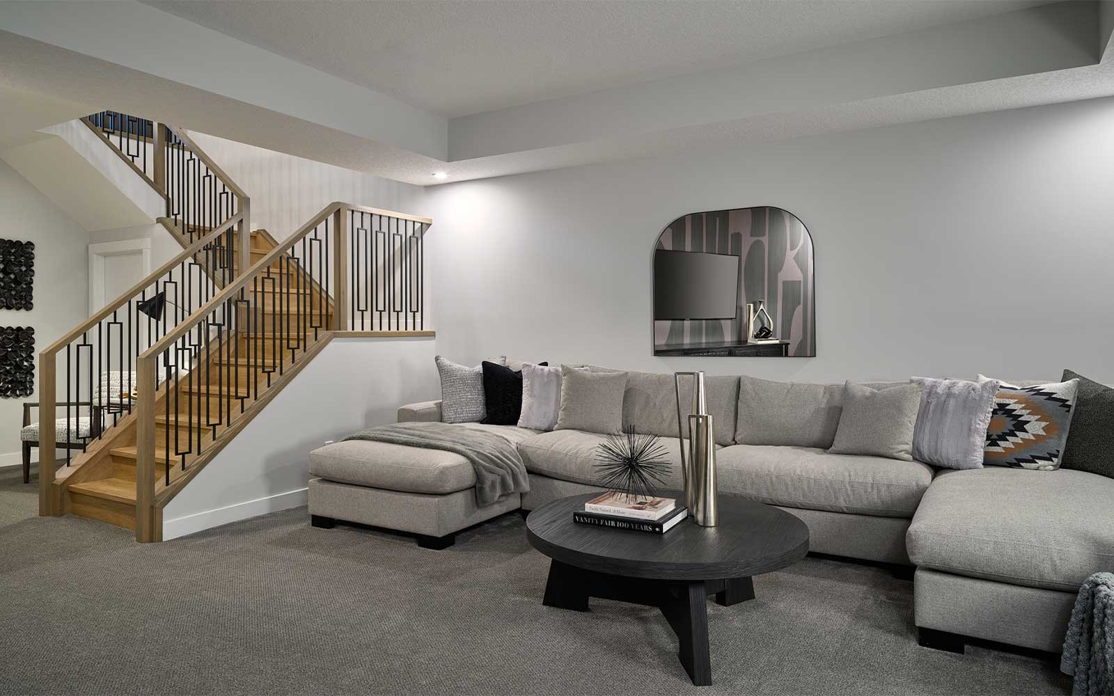 A photo of the basement of the York model show home in Calgary by Brookfield Residential