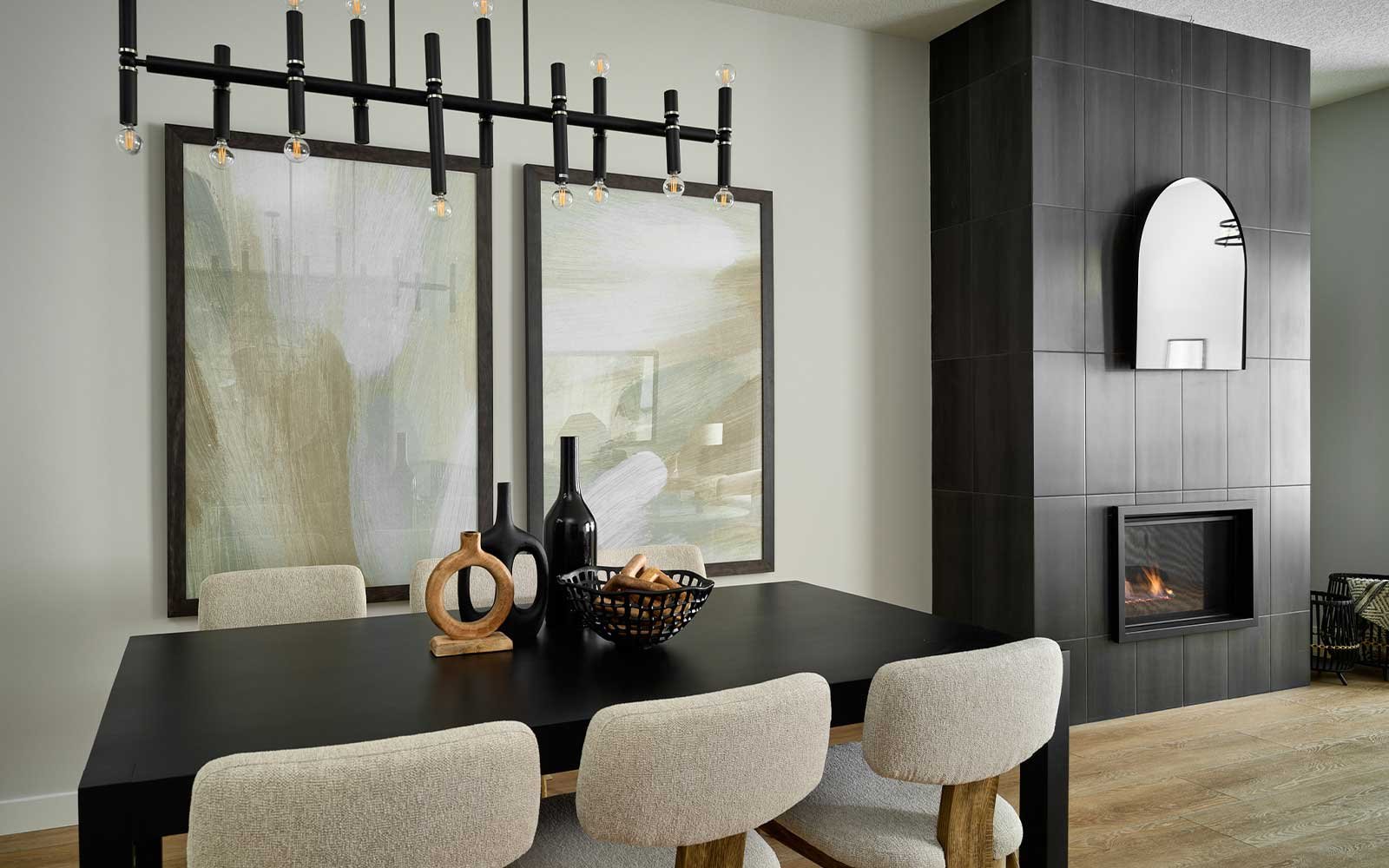 A photo of the dining area of the York model show home in Calgary by Brookfield Residential