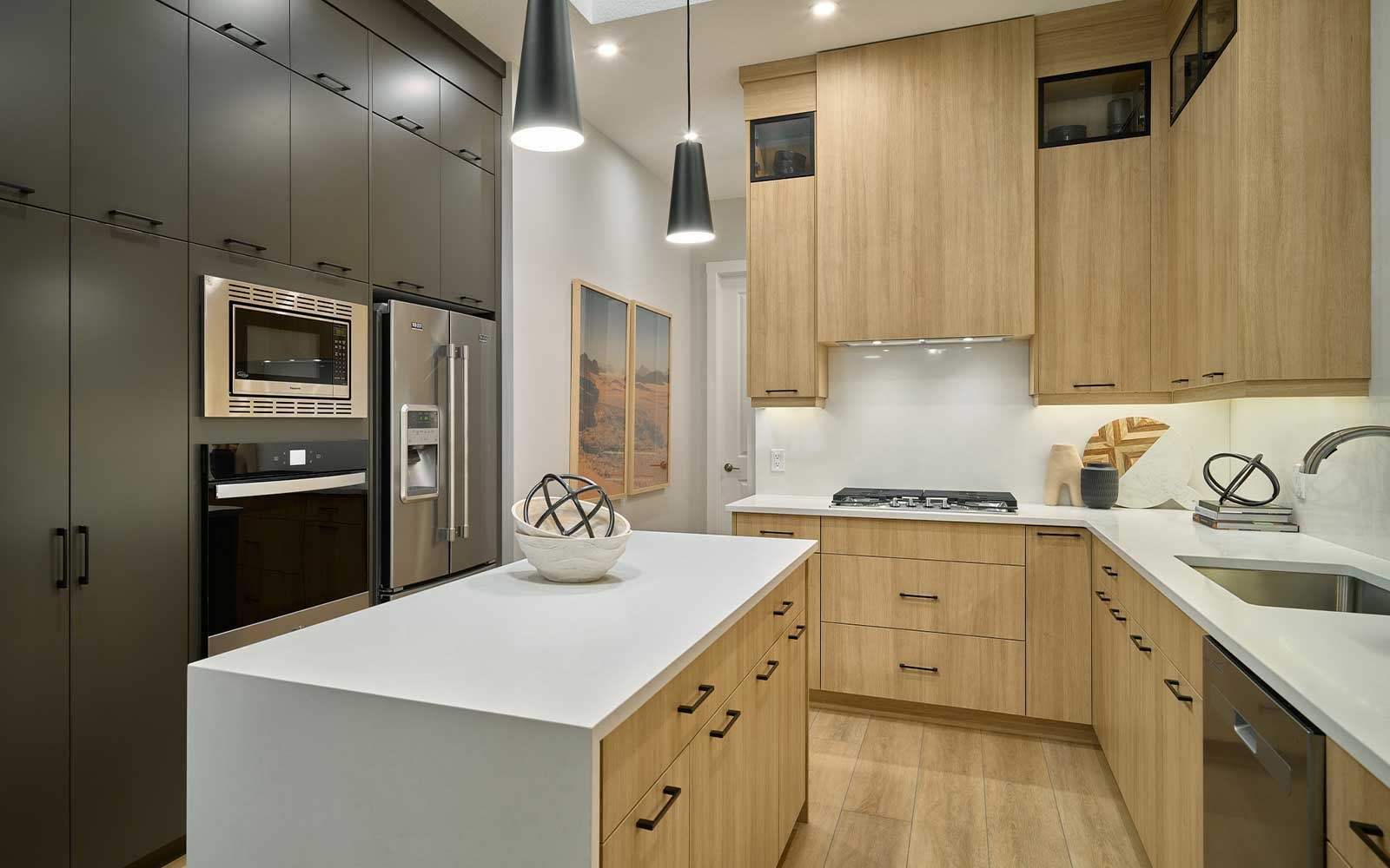 A photo of the kitchen of the York model show home in Calgary by Brookfield Residential