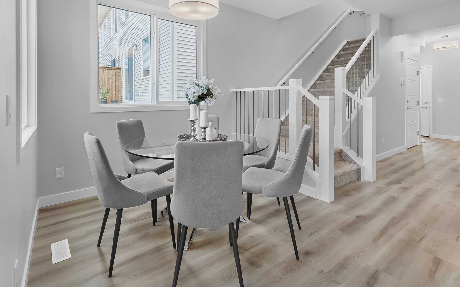 A photo of the dining area of the Birch duplex model by Brookfield Residential