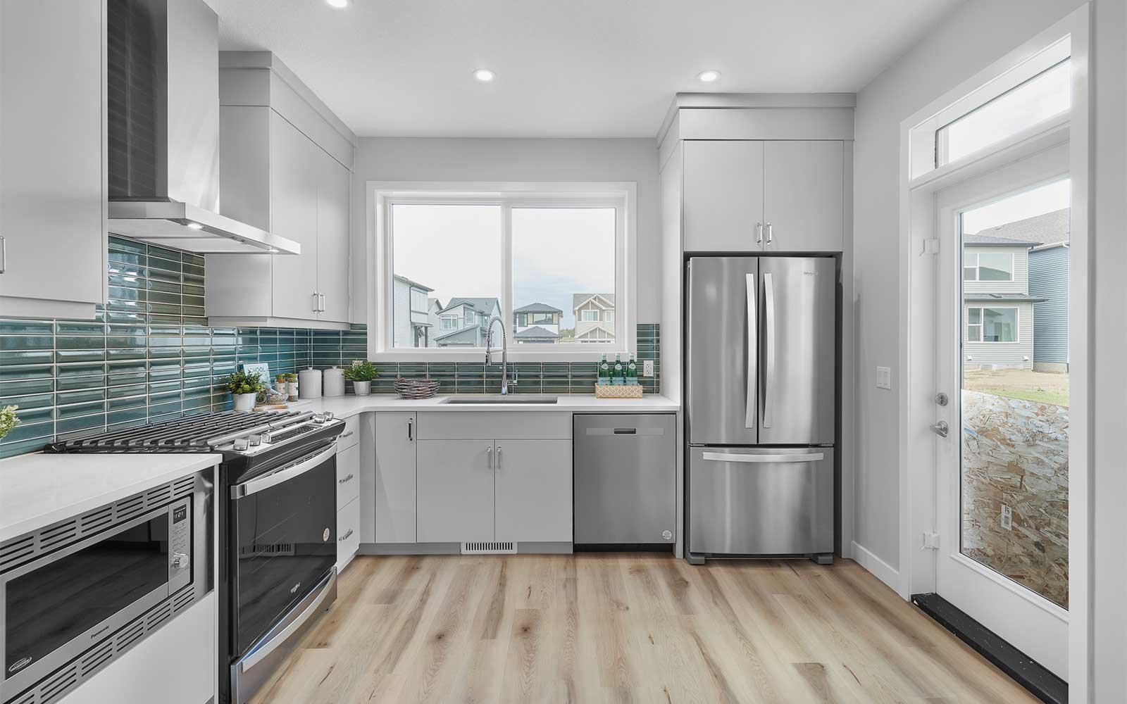 A photo of the kitchen of the Birch duplex model by Brookfield Residential