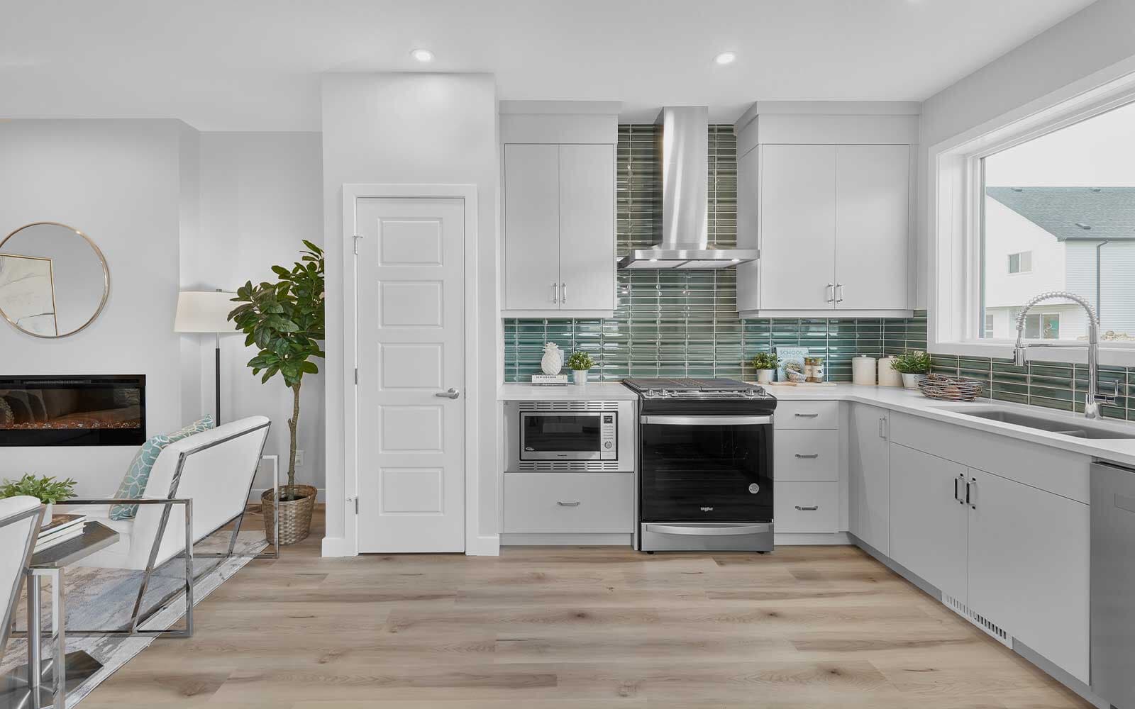 A photo of the kitchen of the Birch duplex model by Brookfield Residential