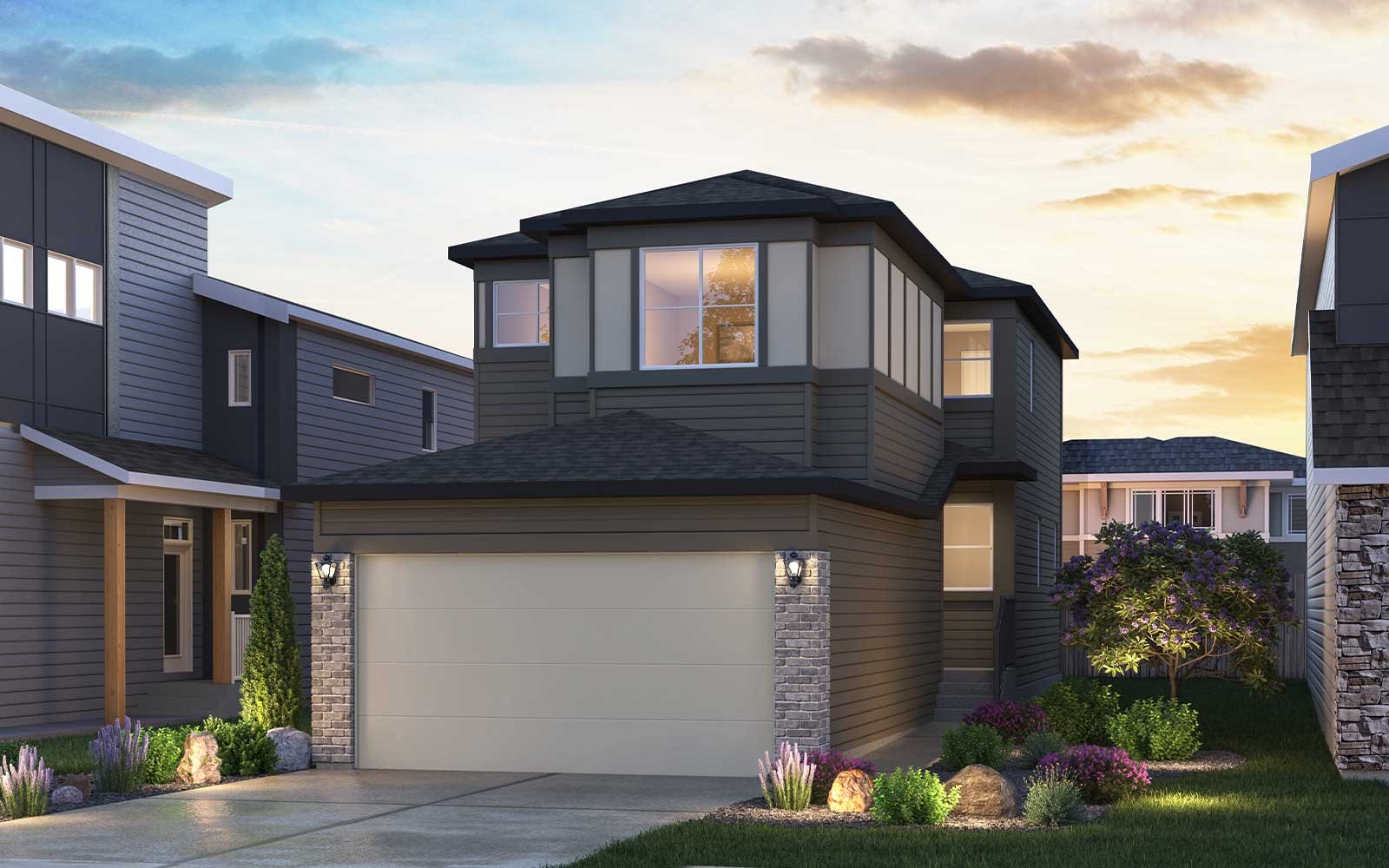 Cascade 22 - Prairie Exterior rendering of the Prairie style of the Cascade 22 model by Brookfield Residential