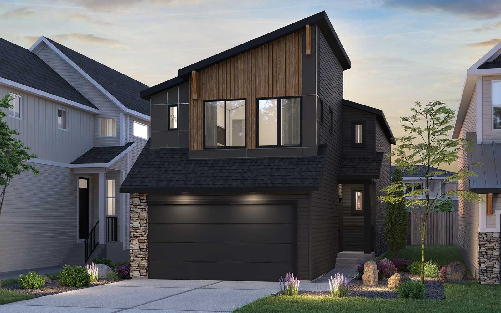 Exterior rendering of the Purcell 24 Rustic Contemporary style
