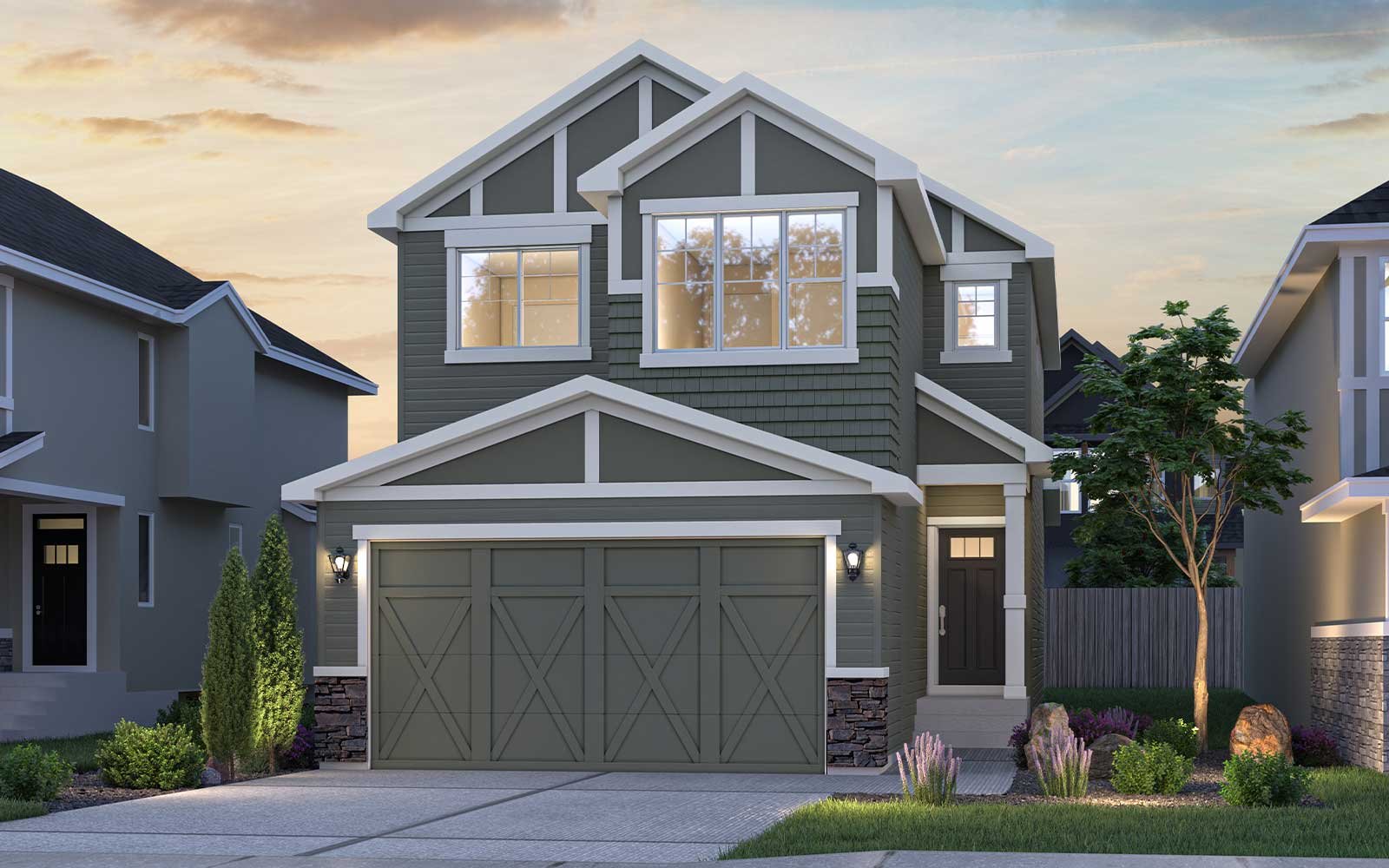 Exterior rendering of the Rundle 24 Arts and Crafts style