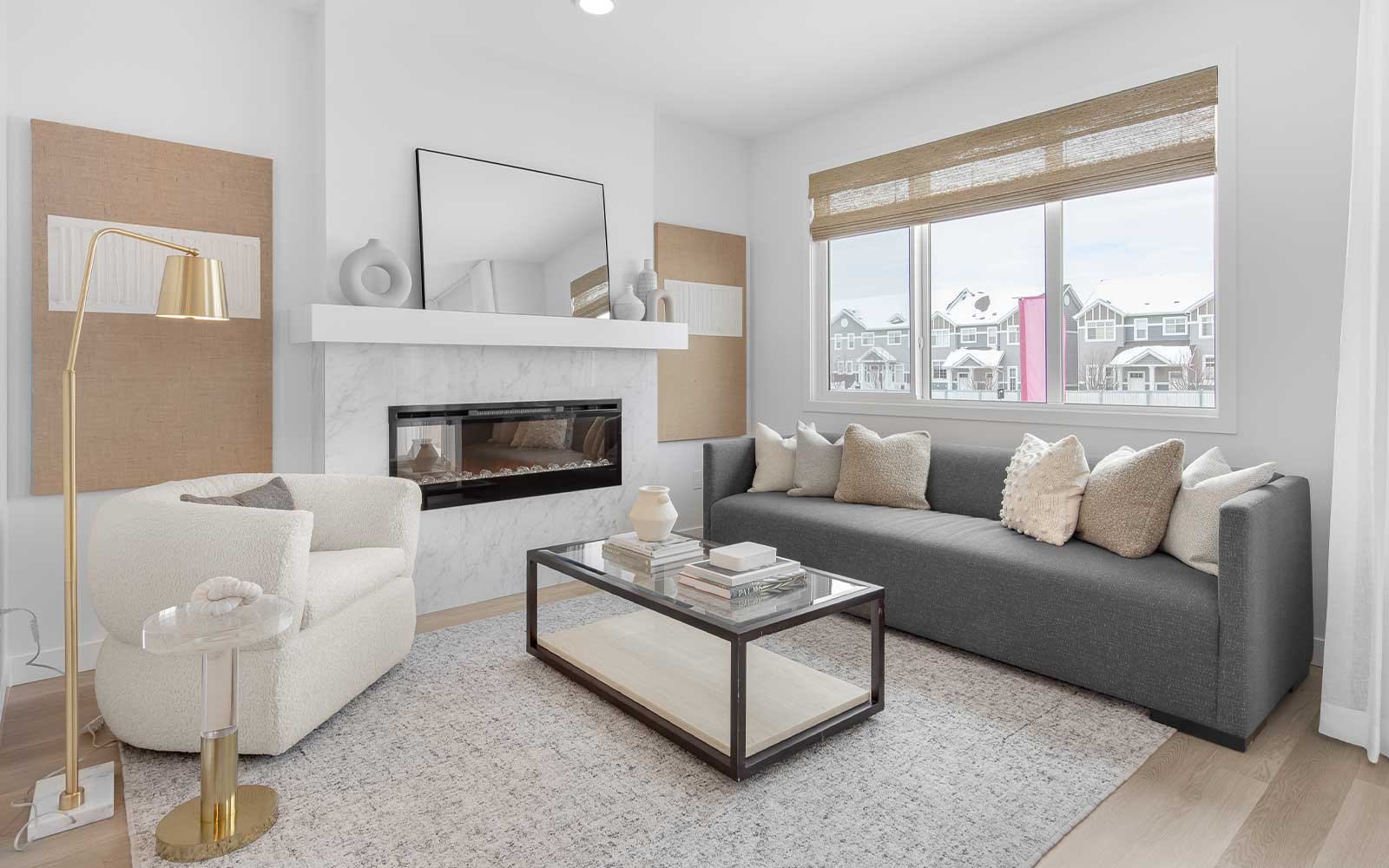 A photo of the great room of the Harper show home in Edmonton by Brookfield Residential