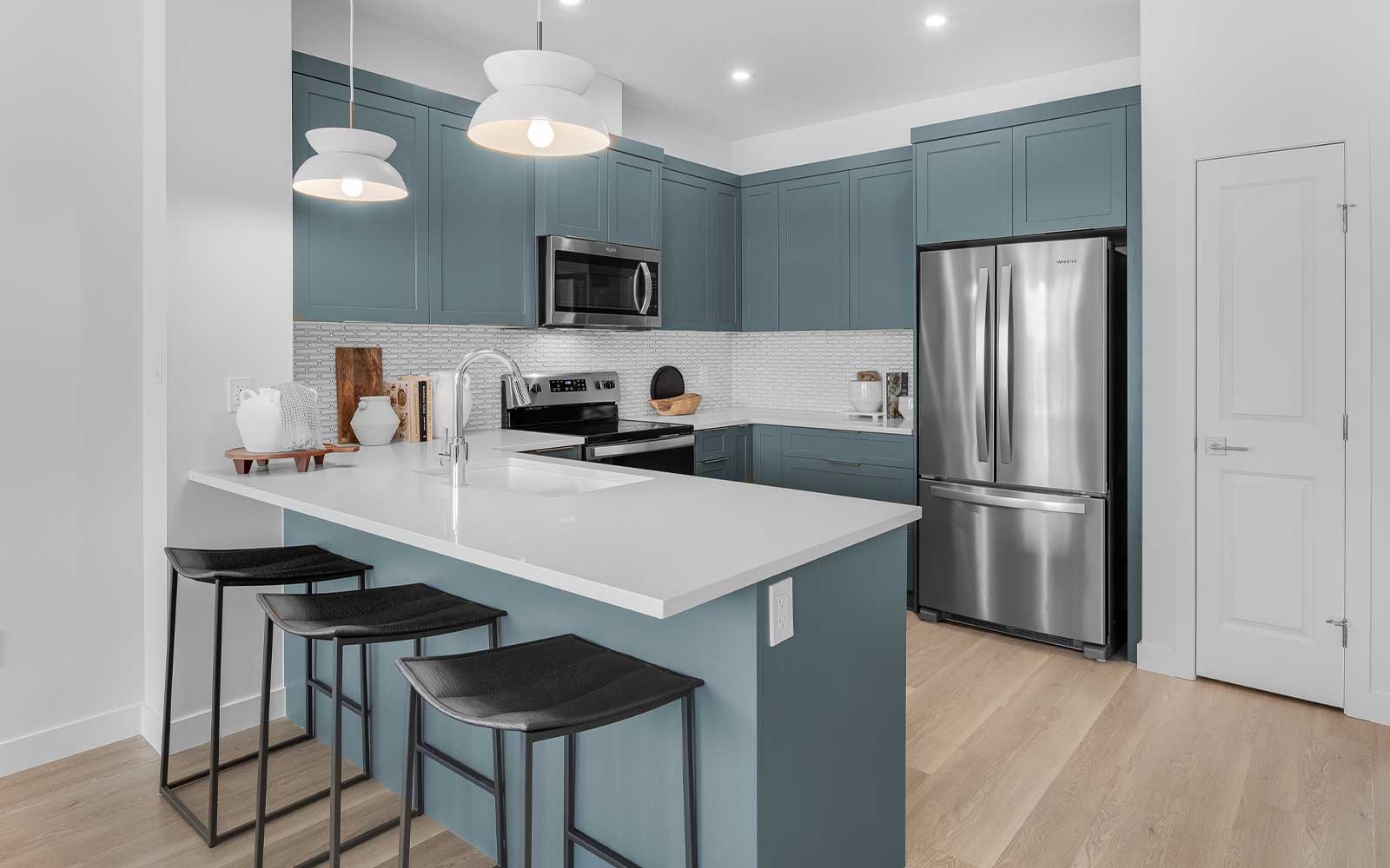 A photo of the kitchen of the Harper show home in Edmonton by Brookfield Residential 