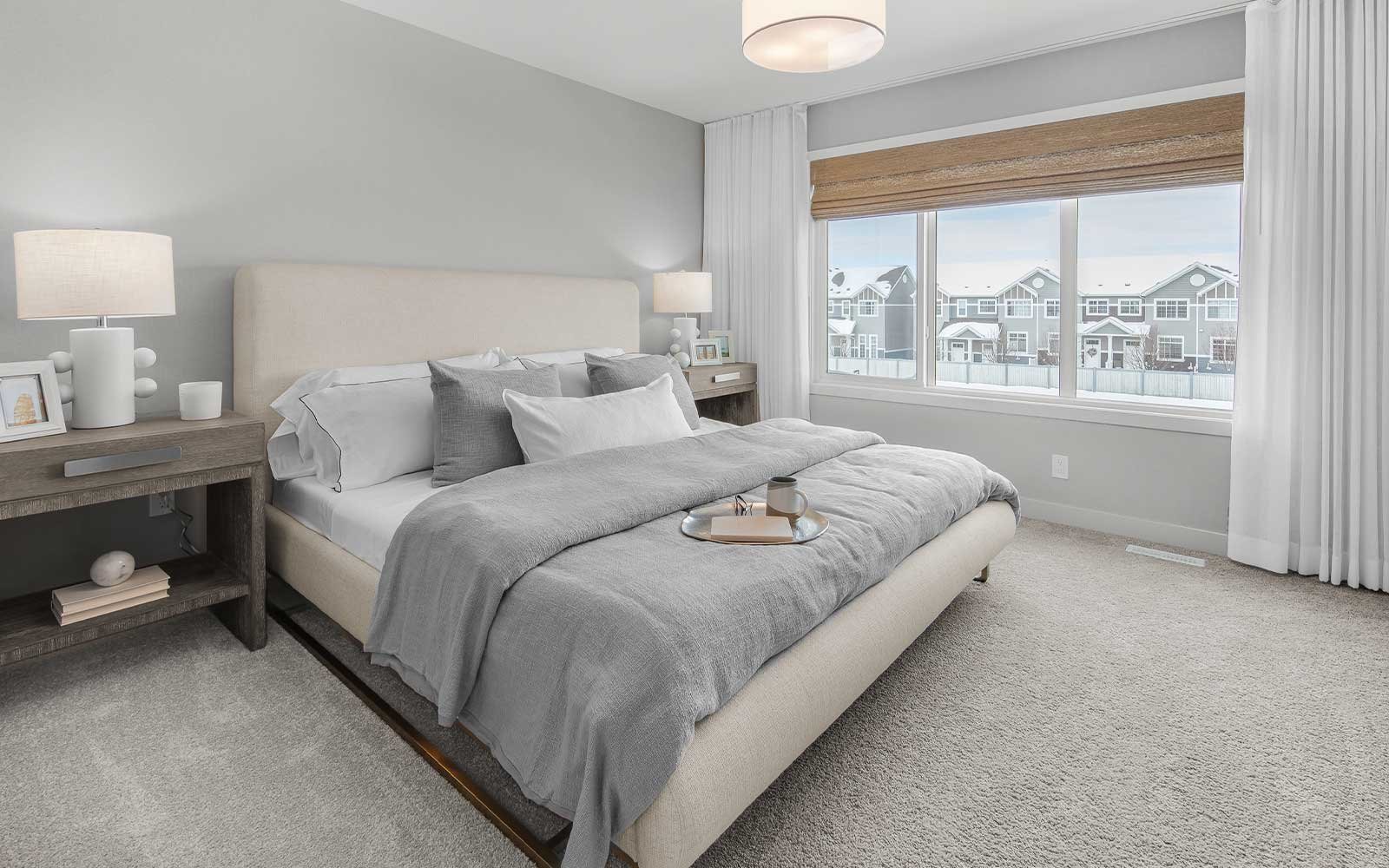 A photo of the primary bedroom of the Harper show home in Edmonton by Brookfield Residential