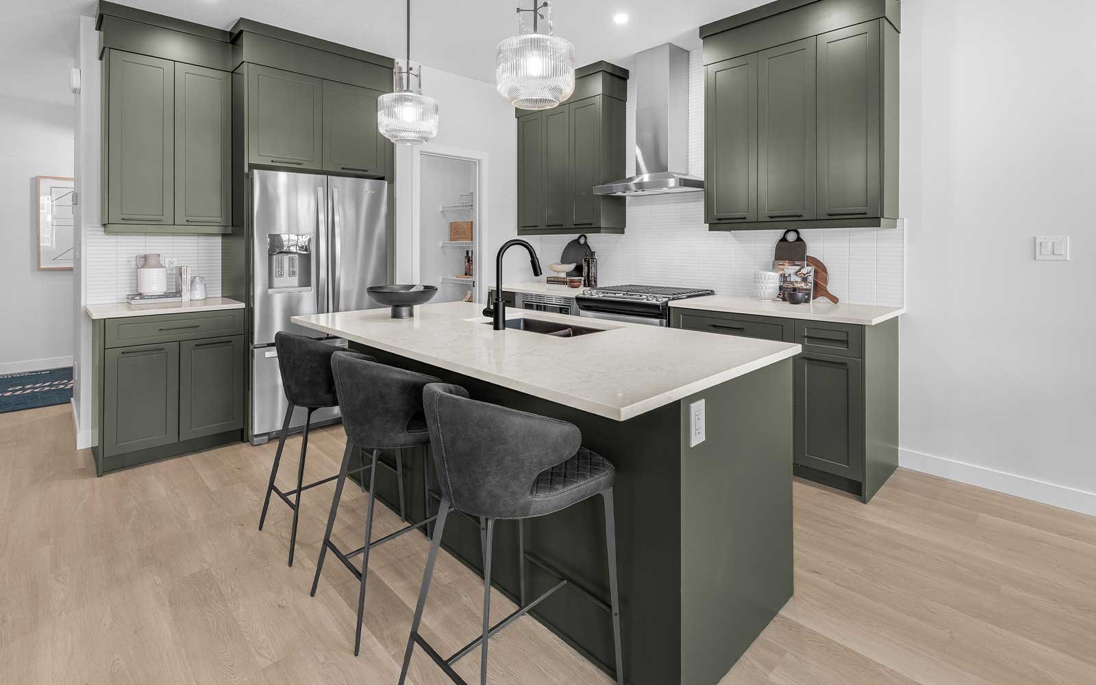 A photo of the kitchen of the MacKay show home in Edmonton by Brookfield Residential