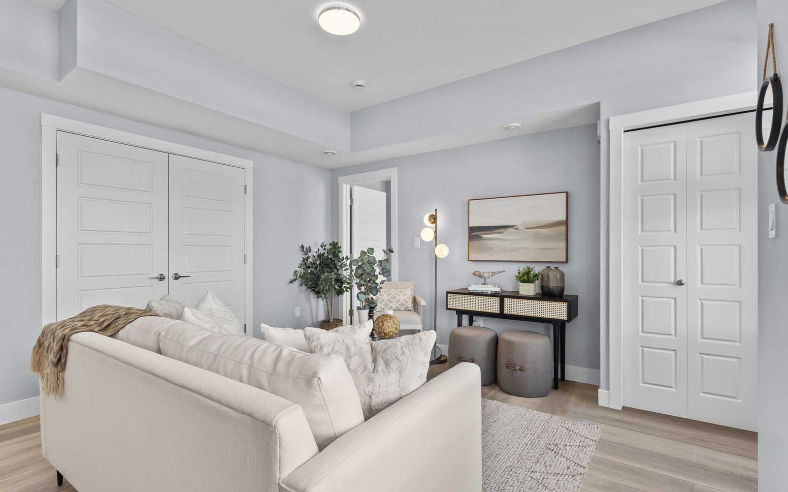 A photo of the great room of the Coltrane townhome model by Brookfield Residential