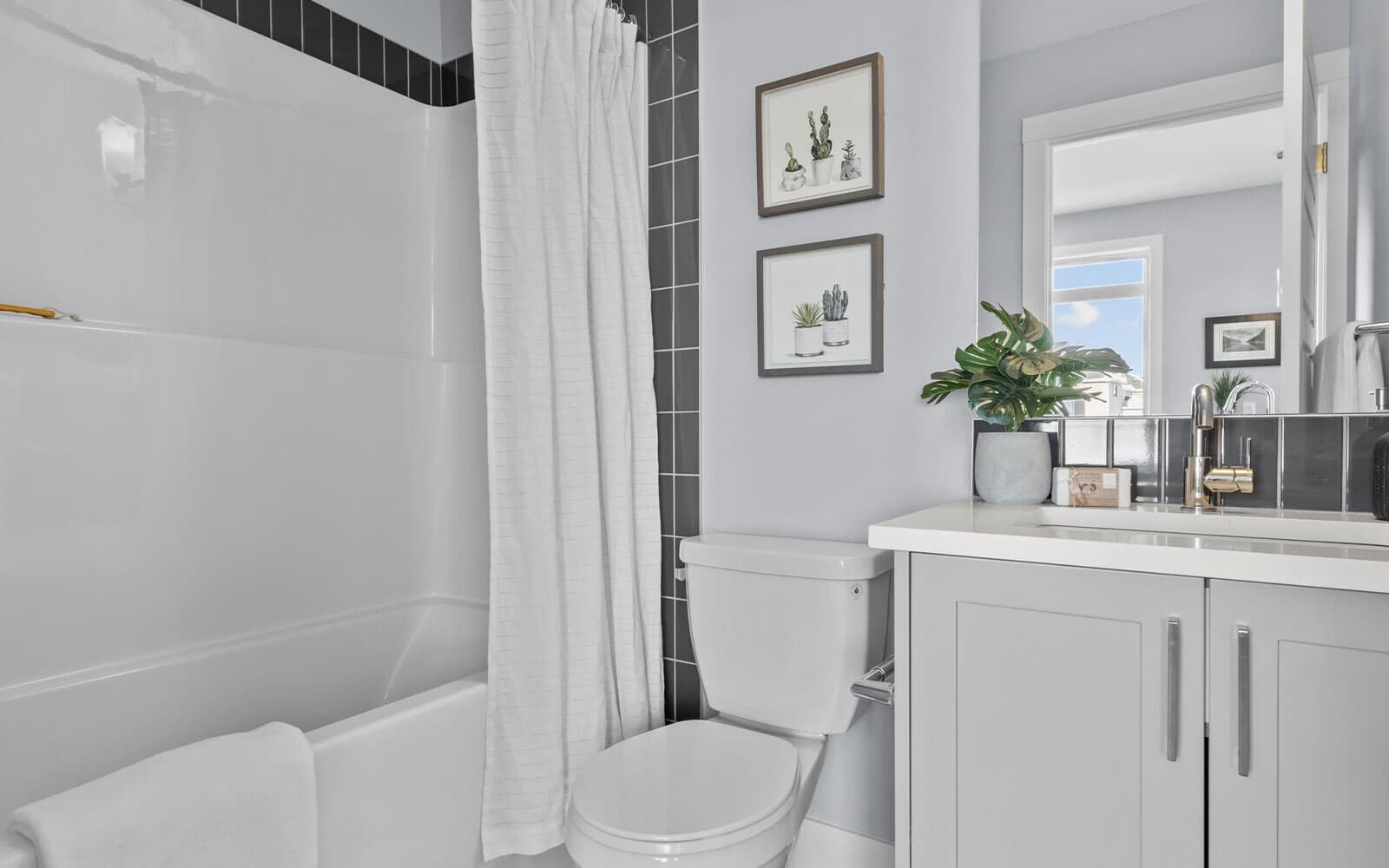 A photo of the bathroom of the Coltrane townhome model by Brookfield Residential