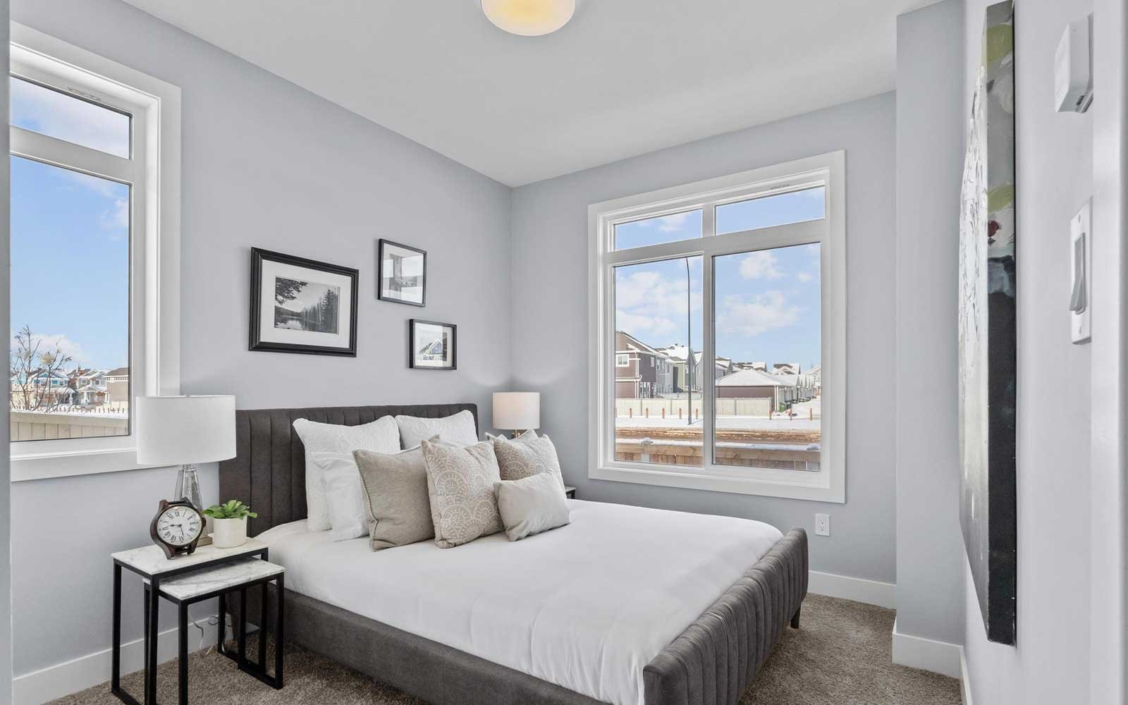 A photo of the bedroom of the Coltrane townhome model by Brookfield Residential