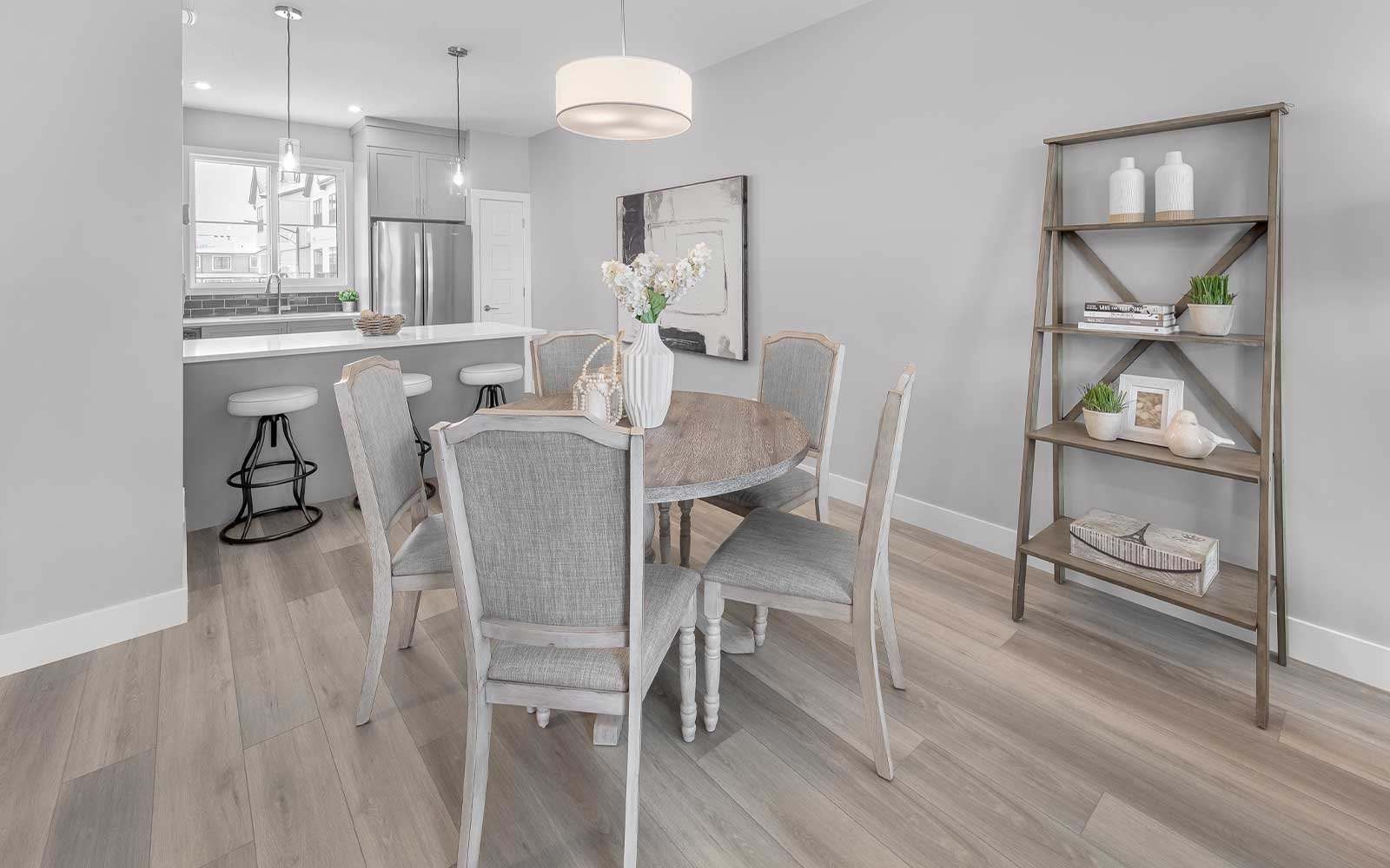 A photo of the dining area in the Gillespie 2 show home at The Everly in Edmonton by Brookfield Residential