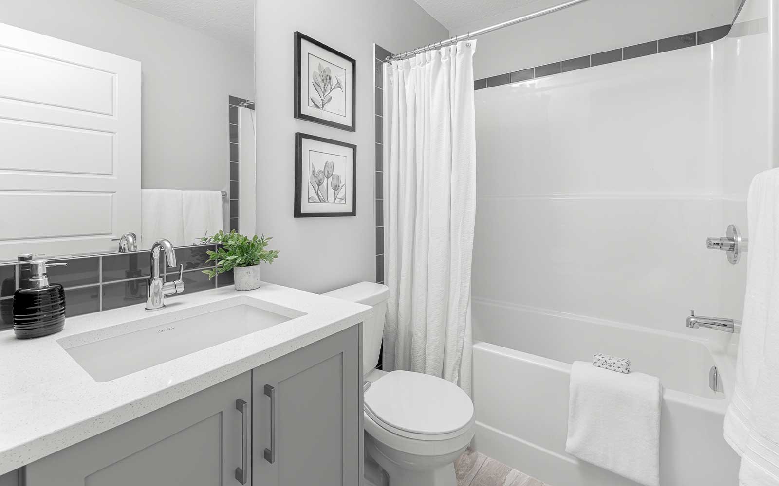 A photo of the ensuite in the Gillespie 2 show home at The Everly in Edmonton by Brookfield Residential