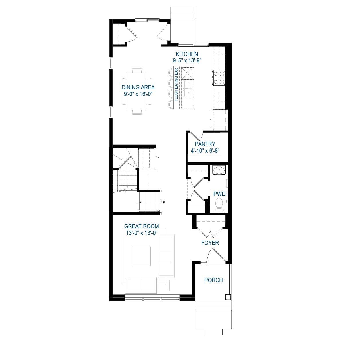 A blackline drawing of the Bristol model in Edmonton by Brookfield Residential