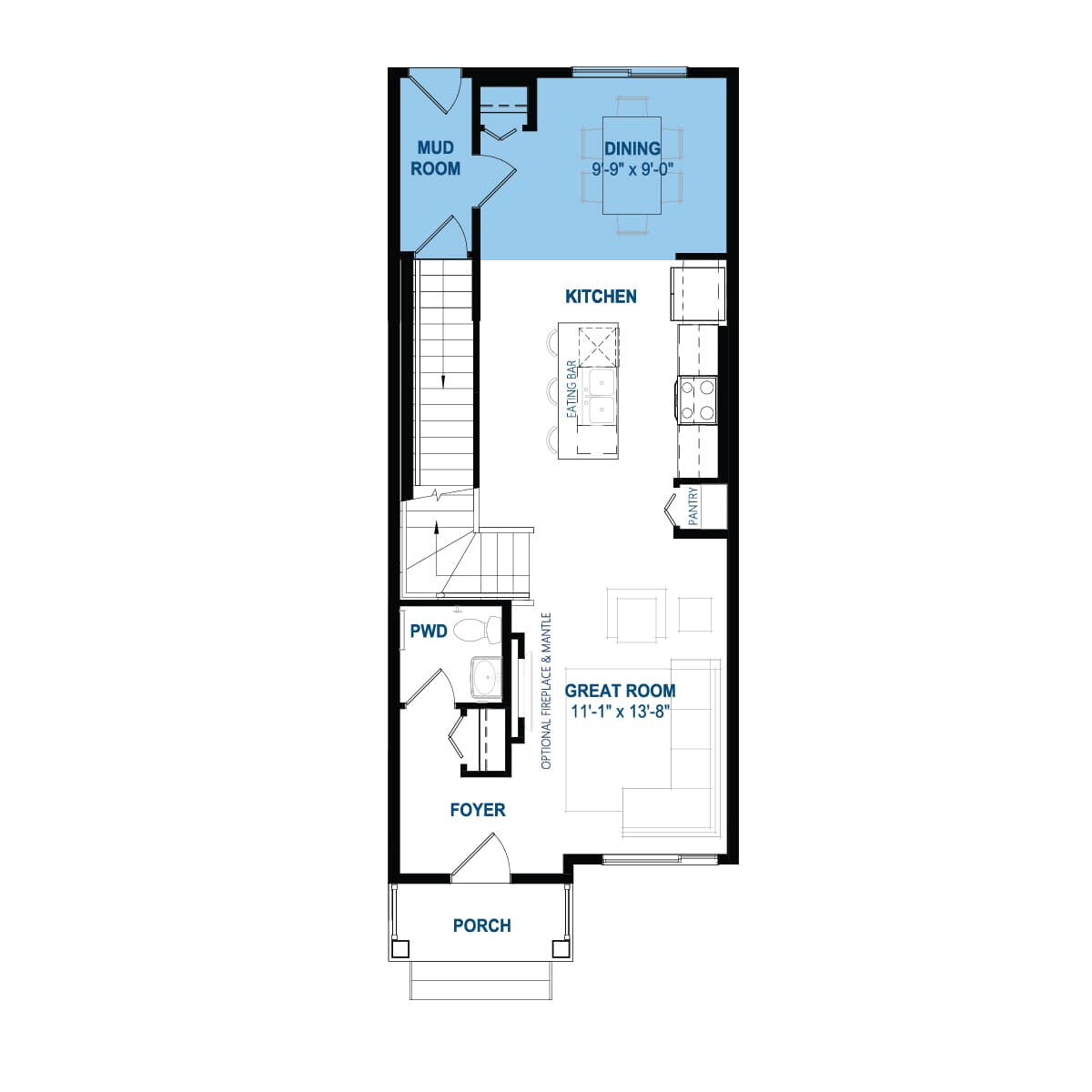 A blackline drawing of the Kendal model by Brookfield Residential