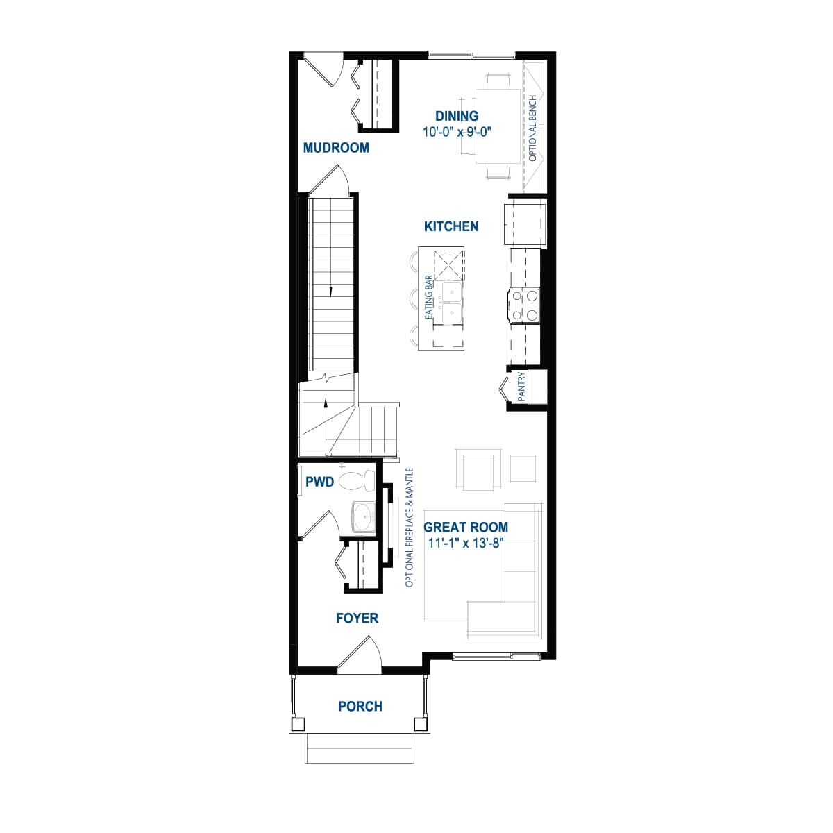 A blackline drawing of the Kendal model by Brookfield Residential