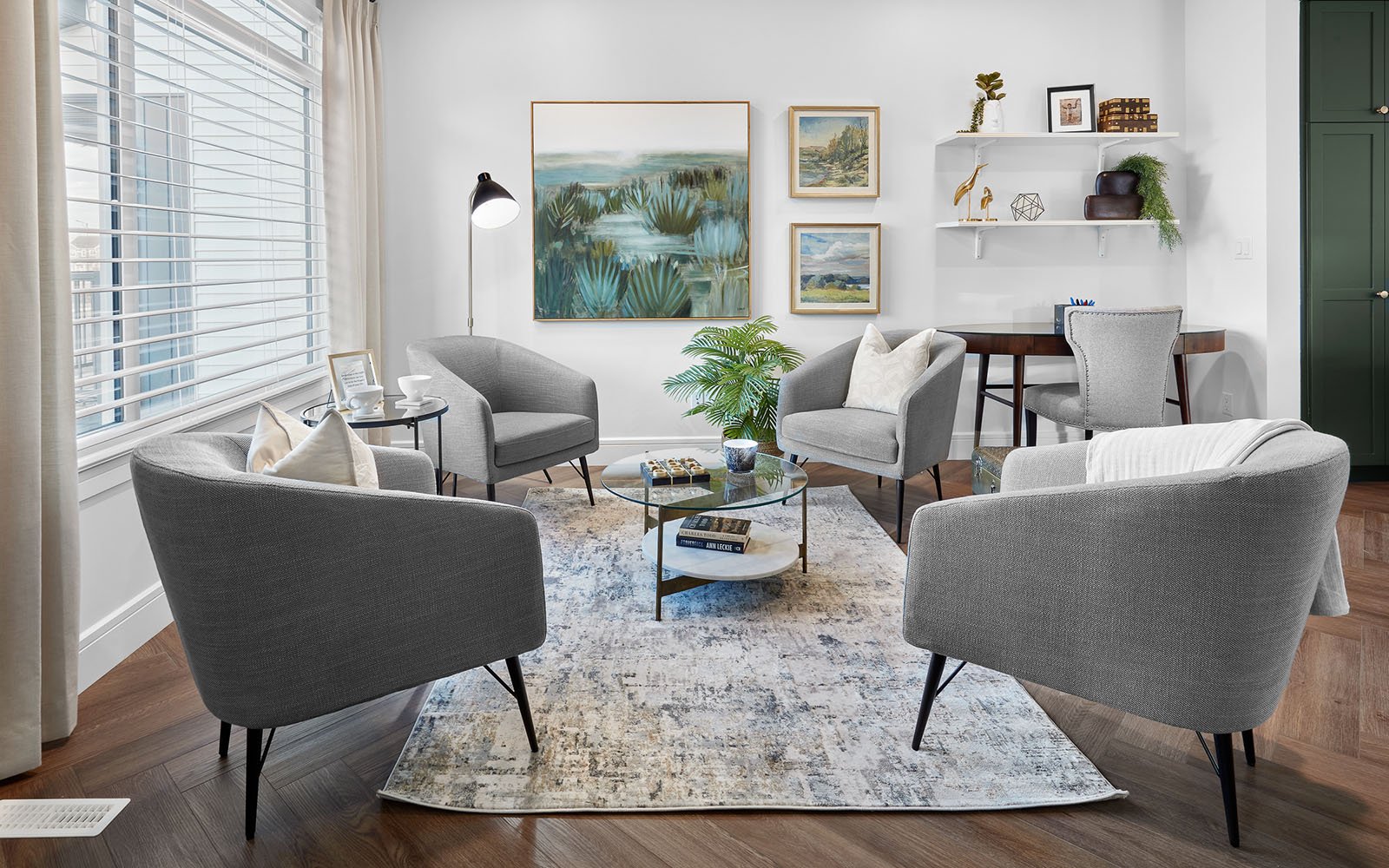 An Asher living room in the Orchards in Edmonton, Alberta by Brookfield Residential