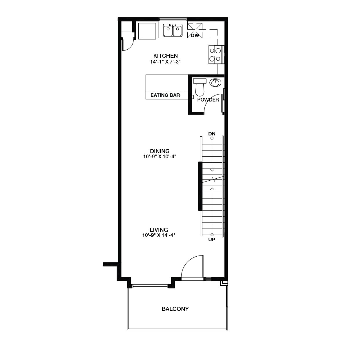 A black line drawing of the Gillespie 2 floor plan