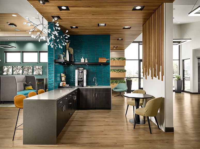 Coffee area at Brighton Crossings in Colorado