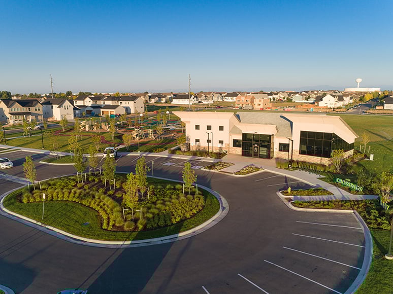 Exterior view of the Venture Center at Brighton Crossings in Colorado