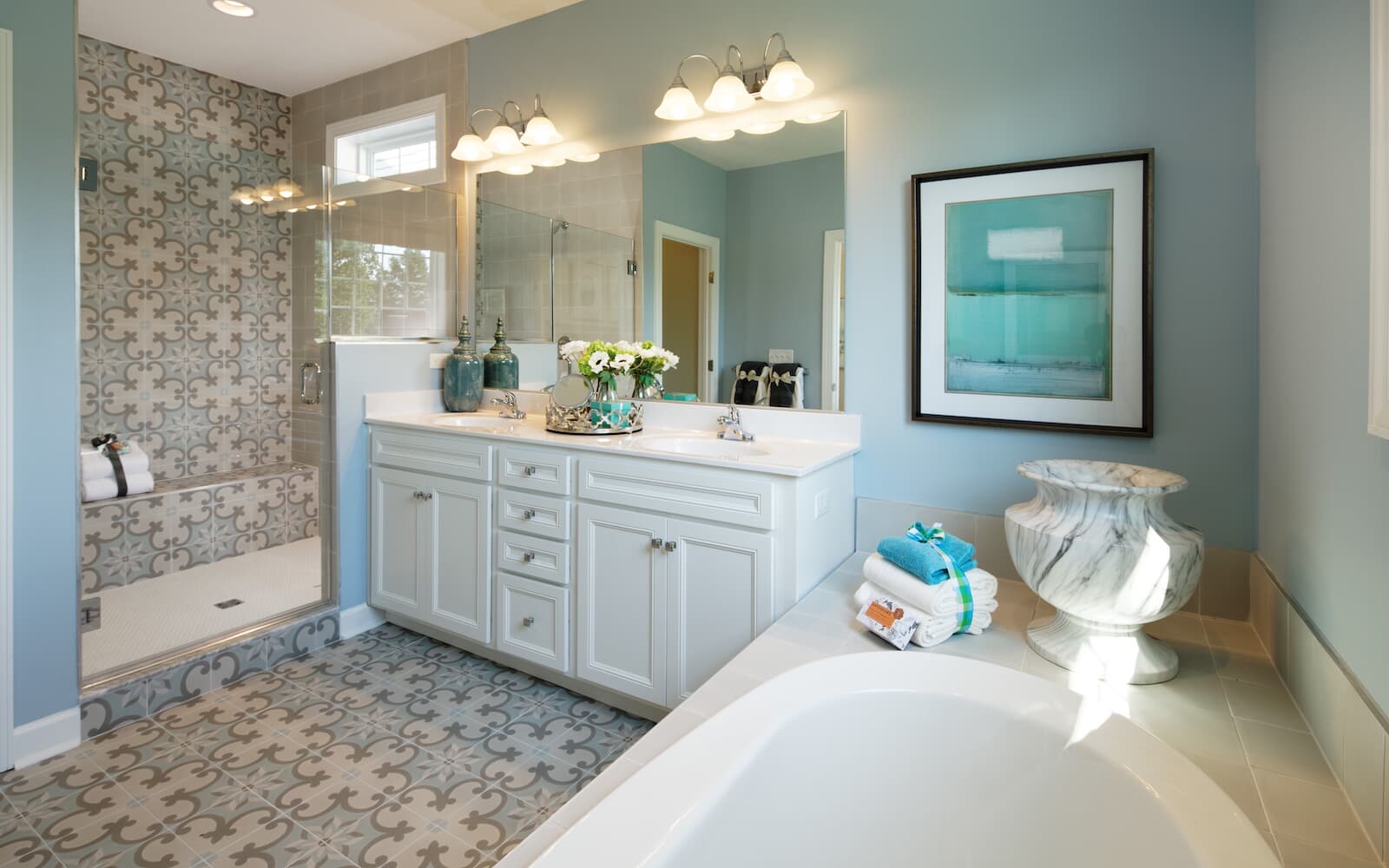 The owner s bathroom in the Picasso at Heritage Shores in Bridgeville DE 