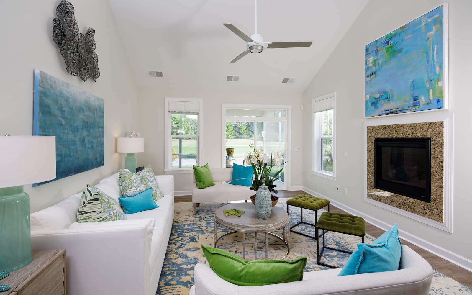 The living room of the Picasso at Heritage Shores in Bridgeville DE 