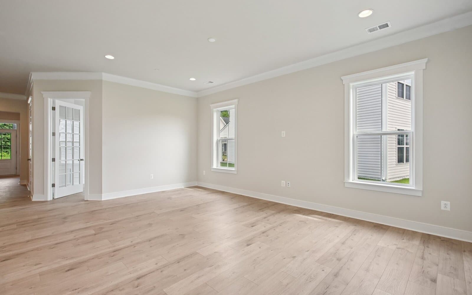 The family room of the Rembrandt on homesite 1130 at Lakeside at Trappe by Brookfield Residential.